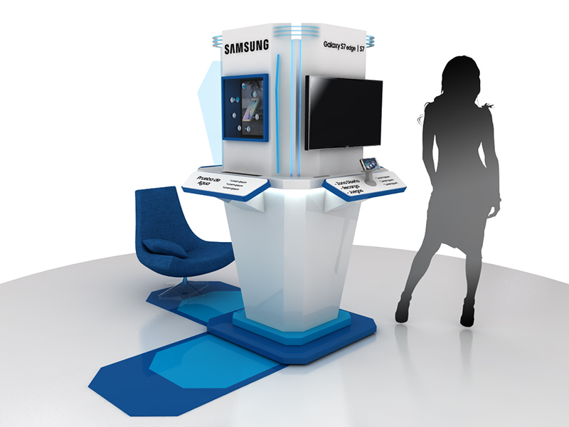 exhibidor lanzamiento samsung S7 claro render